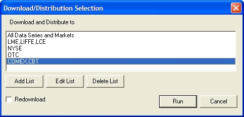 This screen allows you to process a subset of markets in your subscription category. Be sure to download and distribute All data series and markets at least once per day.